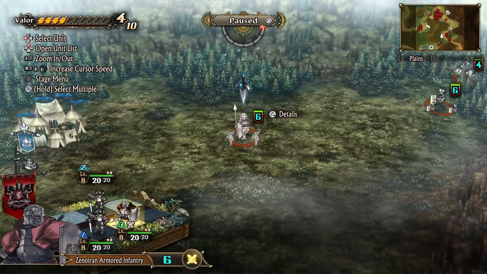 Cornia rescue battlefield with friendly units, enemy formations and the tactical minimap