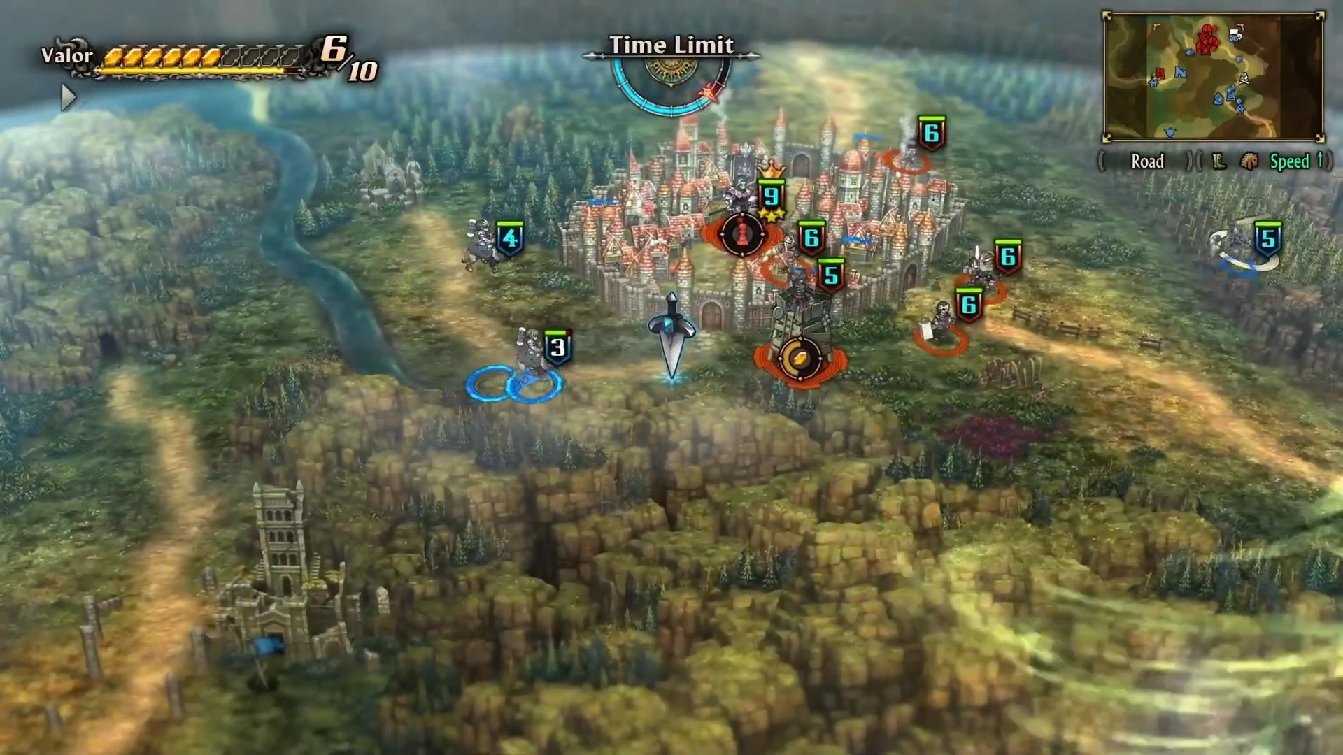 City approach with siege equipment and the Time Limit indicator during The Priestess, Abducted