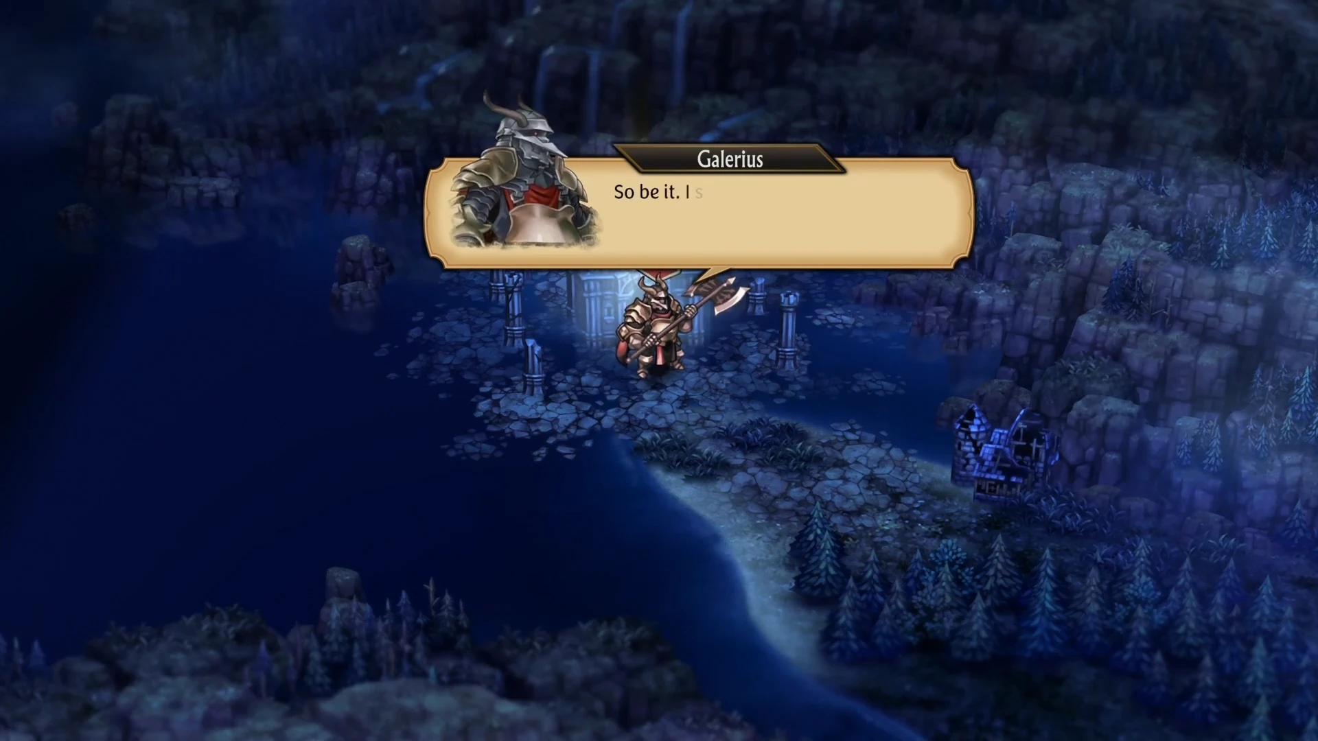 Galerius speaking at the northern ruins during the continuation of Scarlett’s rescue